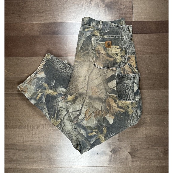 Carhartt Camo Pants Mens 44x32 (42x32) B158 CMO Realtree Dungaree Carpenter Hunt - Picture 1 of 10